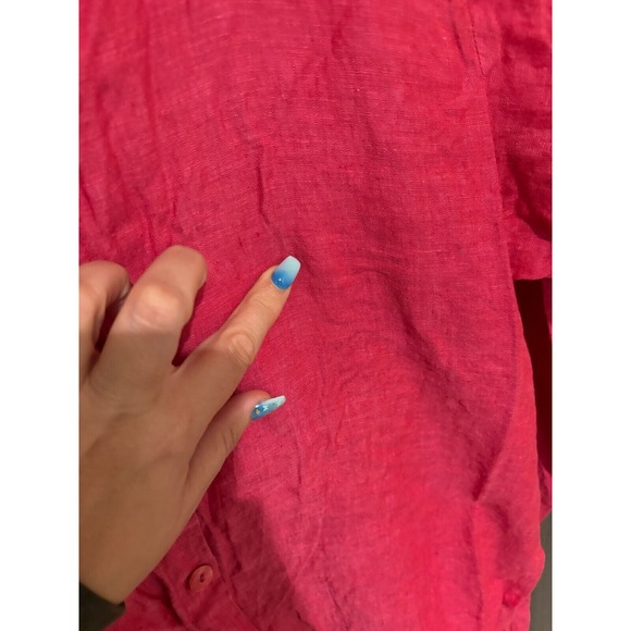 CTC linens Shirt Womens XS Heather Pink 100% Linen Classic High Low Button-Up - Picture 6 of 7